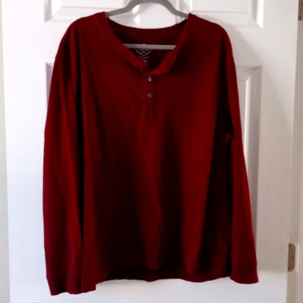 St. Johns Bay Red Legacy Henley Long Sleeve Size:XXL